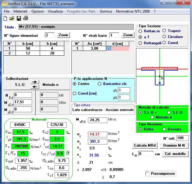 Esempio - verifica mediante software Vca SLU È possibile scaricare gratuitamente dalla rete il software Vca SLU che consente di effettuare