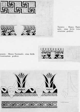 TAV. LXVI Taranto - Museo Nazionale: sima fittile (ricostruzione grafica).