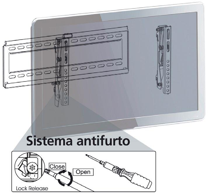 05 Caratteristiche tecniche Livella inclusa Livella asportabile, una volta montato il supporto a muro, per facilitare il miglior posizionamento del televisore senza rovinare l estetica del supporto.