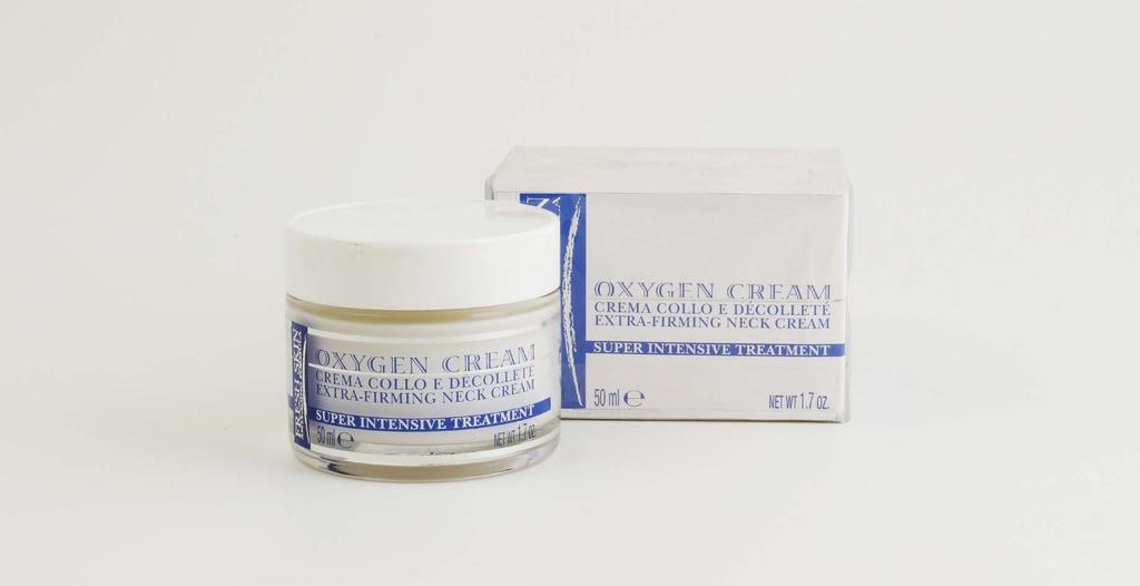 EXTRA-FIRMING NECK CREAM 50 ml CREMA COLLO E DÉCOLLETÉ 50 ml line uses oxygen to help accelerate cellular regeneration and reduce the effects of free radicals that can damage the skin.