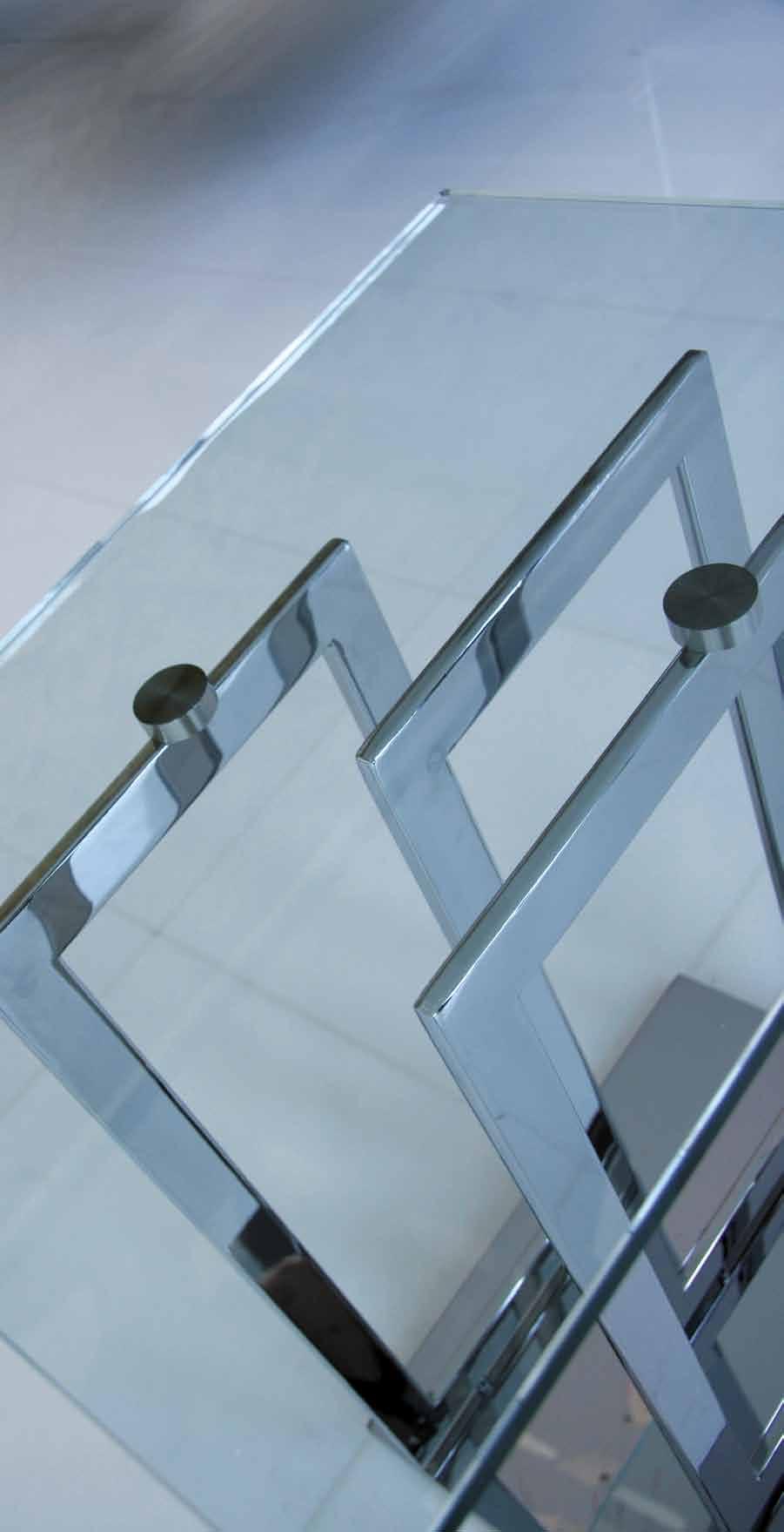 Side table 217 with metal frame chromed or lacquered with tempered clear glass top or