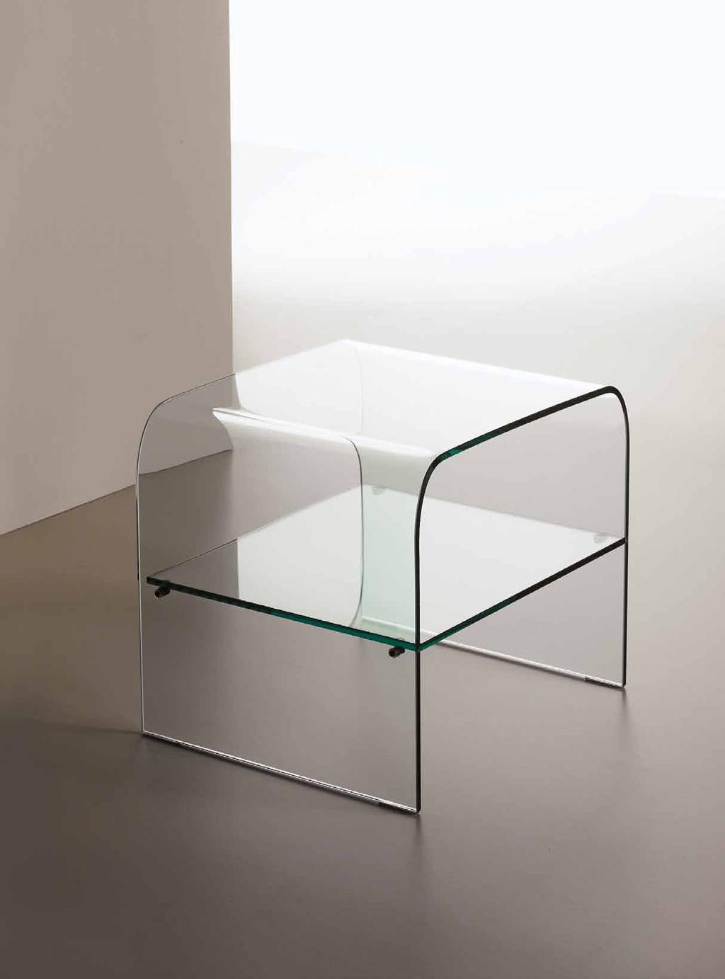 Bedside-table 045 of bended glass mm. 10, cm. 52x45x45 h.