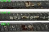 0% di nitrato di calcio () contenenti 3 barre di armatura con copriferro di 20mm e sottoposti a cicli di ponding con soluzioni contenenti cloruri in accordo alla norma ASTM G109-07, è stata misurata