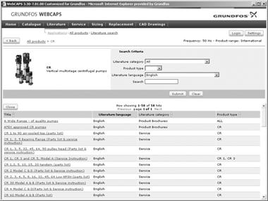 Catalogo Suddivisa in campi di applicazione e tipi di pompe, questa sezione contiene quanto segue: