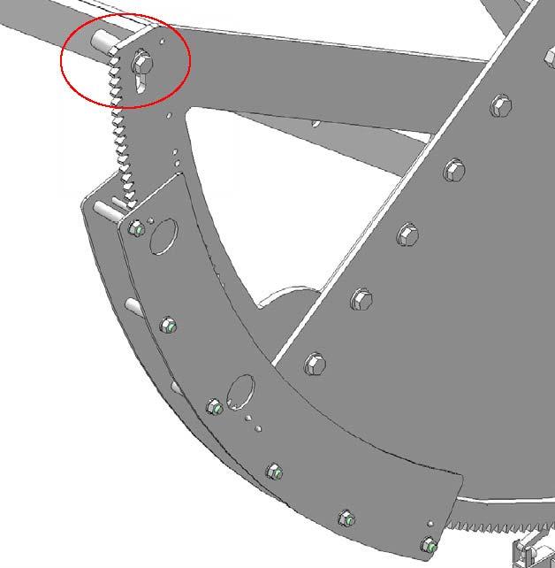 grover e dado esagonale il settore dentato aggiunto alla trave che sostiene lo specchio interponendo tra i due elementi degli appositi spessori (Fig.14). Fig.