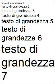 Le dimensioni del testo Le dimensioni del testo si attribuisco mediante l'attributo 'size' del tag <font>.