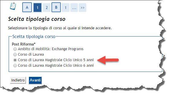 Scegliere quindi la tipologia del corso per il quale si intende effettuare l iscrizione.