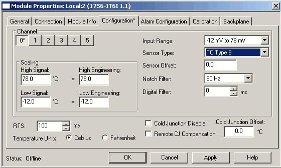 Configurazione dei moduli I/O analogici ControlLogix Capitolo 10 Configurazione dei moduli termocoppia Per i moduli 1756-IT6I e 1756-IT6I2 sono previste voci di configurazione supplementari,