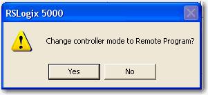 Nell angolo in alto a sinistra del programma software RSLogix 5000, fare clic sull icona di stato. 2. Scegliere Program mode.