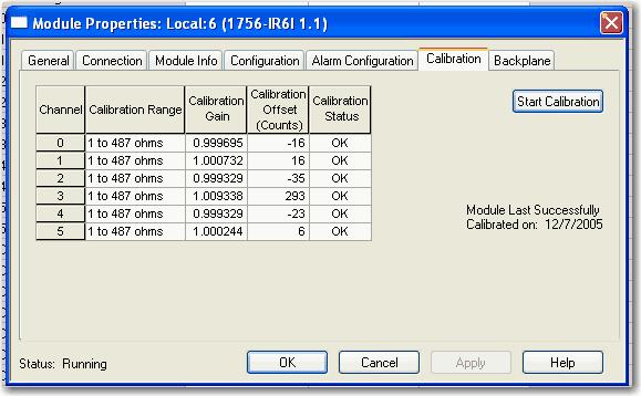 Capitolo 11 Calibrazione dei moduli I/O analogici ControlLogix Calibrazione del modulo 1756-IR6I Questo modulo non esegue la calibrazione per tensione o corrente.