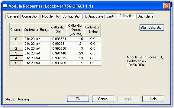 Capitolo 11 Calibrazione dei moduli I/O analogici ControlLogix 3. In corrispondenza di Output Range, scegliere la gamma dal menu a discesa per eseguire la calibrazione dei canali. 4. Fare clic su OK.