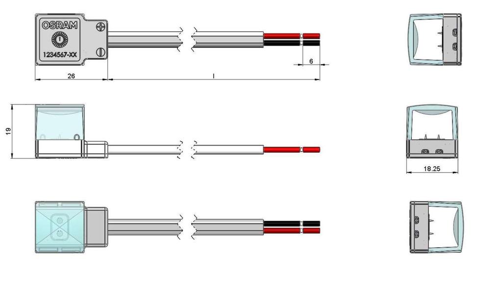 SIDE LINEARLIGHT FLEX Codice Prodotto L-MODULE (mm) L-SEU(mm) W(mm) H(mm) LFD400S-G1-XXX-06 6.000 50 10 14.1 LFD400MS-G1-XX-06 6.000 40 10 14.