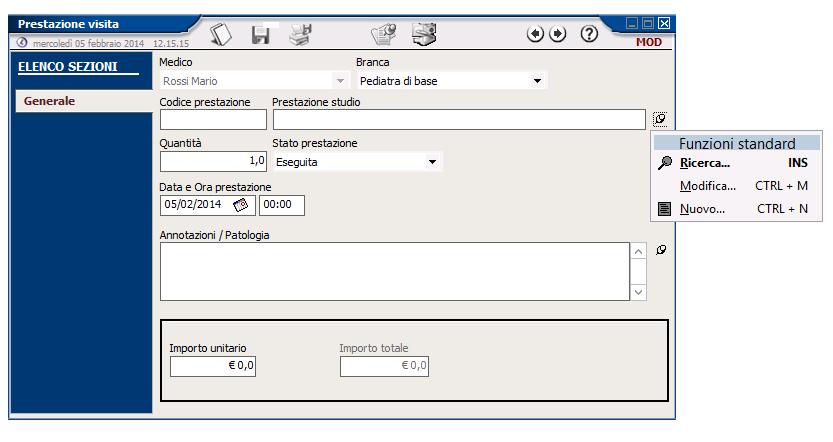 Prestazioni PIP ADI - ADP Per creare una prestazione, selezionare Prestazioni attraverso l albero della visita sulla