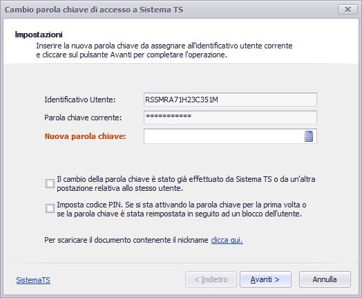 Cambio Password TS Per effettuare il cambio della password del sistema TS bisogna andare, dal menù principale, su Comunicazione e cliccare poi su Cambio password TS Inserire, quindi, la