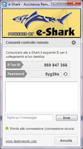 per permettere al supporto e-shark di collegarsi al Vs computer Accettatevi che vi sia riportato in