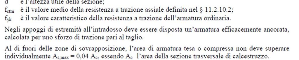 Solaio: Metodologia di calcolo Si deve verificare il quantitativo di armatura massima e