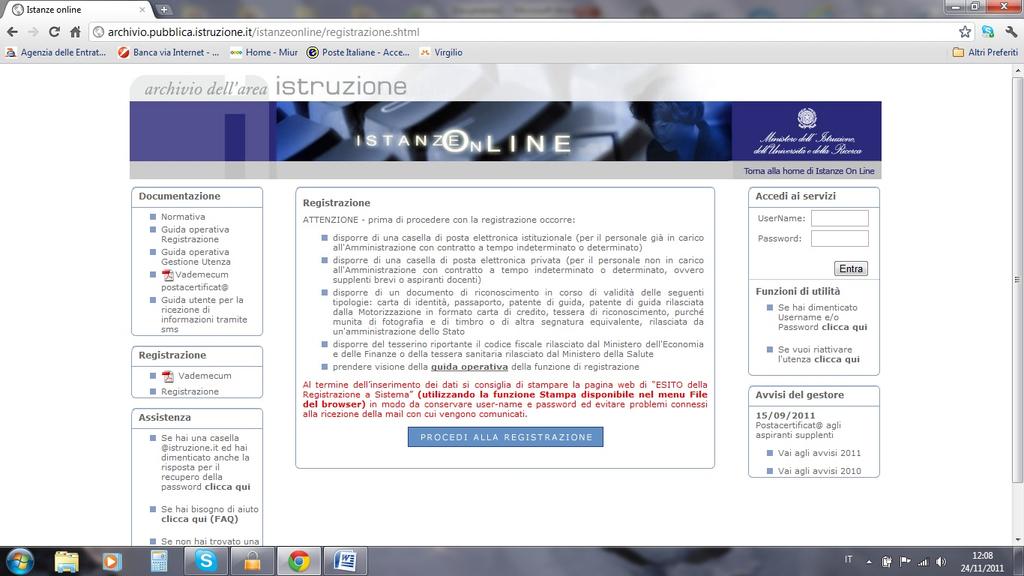 4. Cliccare su "REGISTRAZIONE", apparirà la pagina che segue: 5.