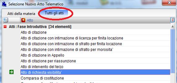 Nel caso in cui la voce Atto di richiesta visibilità non comparisse allora cliccando sulla scheda Tutti gli Atti e avrete visione dell