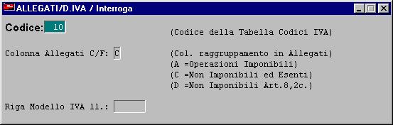 (A, C, D) sotto la quale va accorpata l iva specificata (Archivi-> Contabili-> Allegati/Denuncia Iva). Fig.