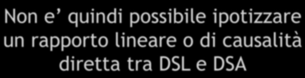 La mole dei dati che descrive una continuità epidemiologica e clinica tra DSL e DSA deve però fare i conti con la NON PREVEDIBILITA dell evoluzione da Disturbo di linguaggio a Disturbo di