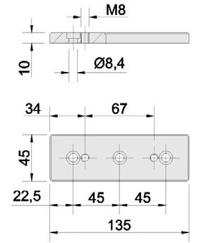 Applicazione l Codice 6581 Piastra fissacinghia 45x180 Da