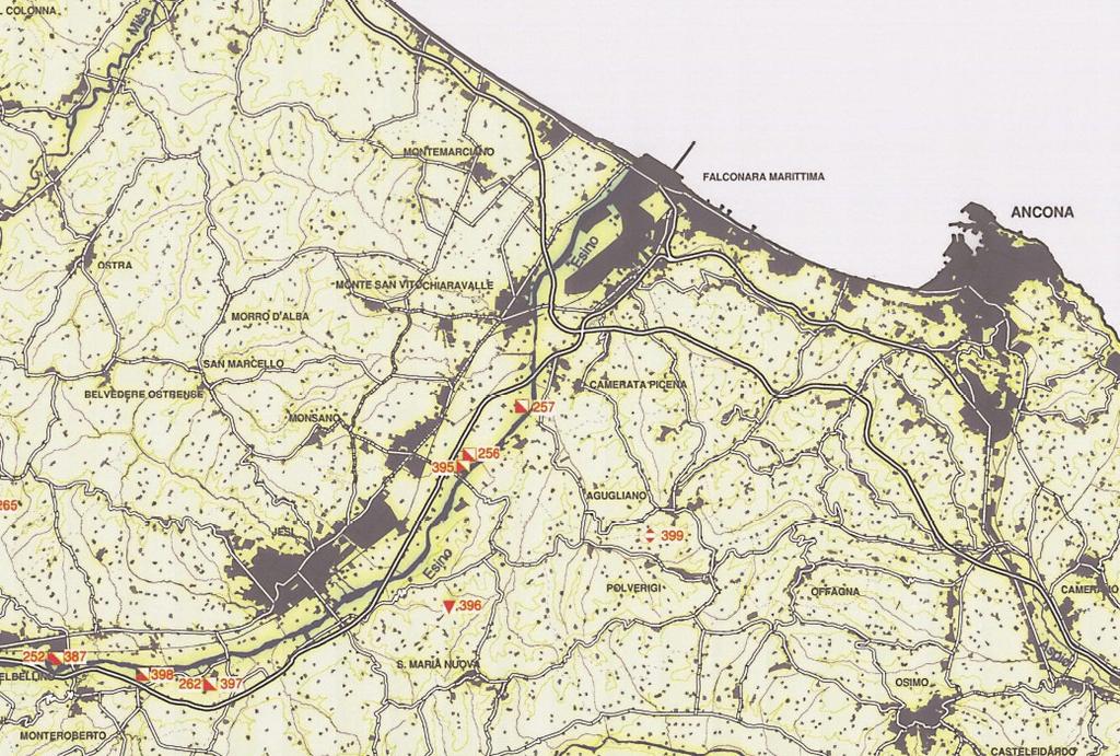 1. cava in località Monte Refe - Polverigi (AN); L'ubicazione di questa cava è riportata nello stralcio di fig.