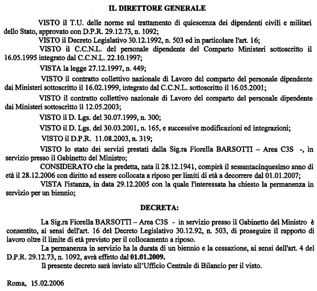 D.D. 15 febbraio 2006 - Visto e registrato all'ufficio centrale del