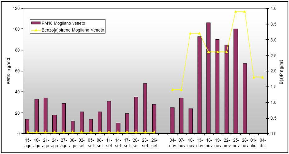 Andamento del B(a)P e del PM10 a Mogliano Veneto, monitoraggio ARPAV 2009 Metalli Alla categoria dei metalli pesanti appartengono circa 70 elementi, anche se quelli rilevanti da un punto di vista