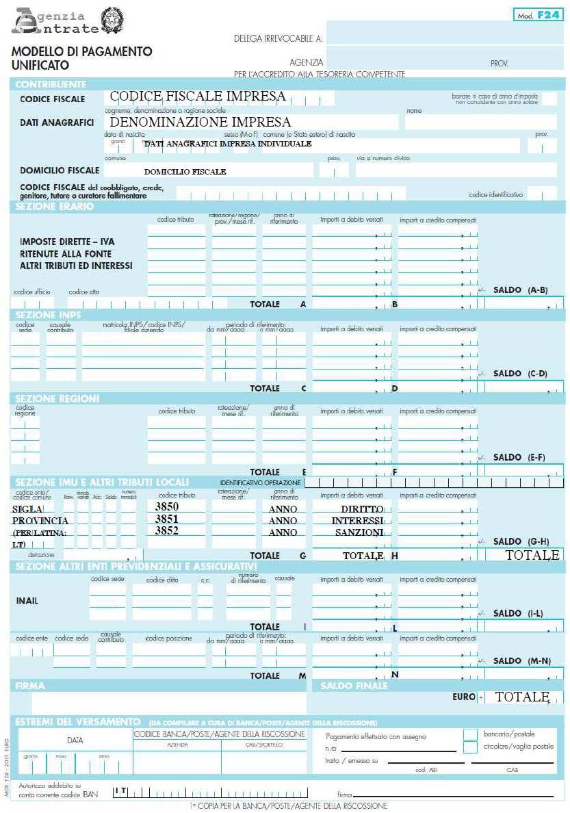 L unico elemento che consente l esatta attribuzione del pagamento effettuato alla ditta è il codice fiscale e non la partita i.v.a., pertanto si invita a prestare attenzione in fase di compilazione del modello suddetto.