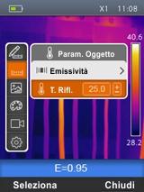 Impostazione Emissività THT45-THT46 1. Selezionare la voce Emissività con i tasti o e premere il tasto La videata di Fig. 17 Parte centrale è mostrata a display Fig.