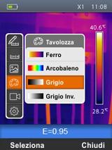 5.2.5 Menu Tavolozza In questa sezione è possibile la selezione del tipo di tavolozza colori associabile all immagine IR 1. Selezionare la voce Tavolozza. con i tasti o e premere il tasto.