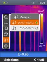 6 Menu Campo In questa sezione è possibile definire il campo di misura della temperatura dello strumento 1. Selezionare la voce Campo con i tasti o e premere il tasto. La videata di Fig.