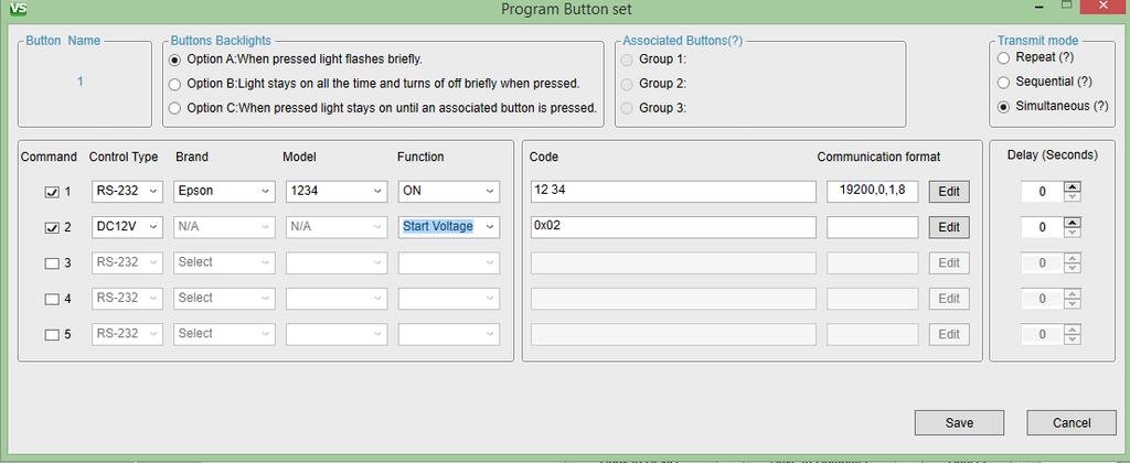 f. Fare clic su Save (Salva). È stato appena creato un nuovo elenco di codici, pertanto è necessario assegnare un nuovo codice specifico al pulsante utilizzando i menu a tendina.