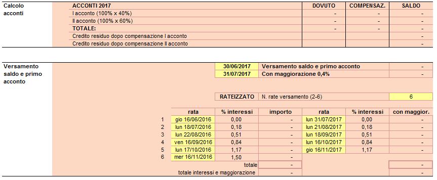 Il file effettua in automatico il calcolo degli