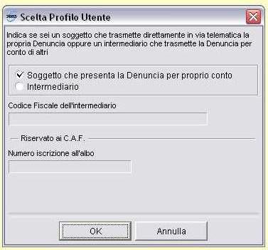 In ogni momento successivo sarà comunque possibile consultare il profilo utente selezionato ed eventualmente modificarlo attraverso l apposita funzione Profilo Utente, presente all interno del Menù