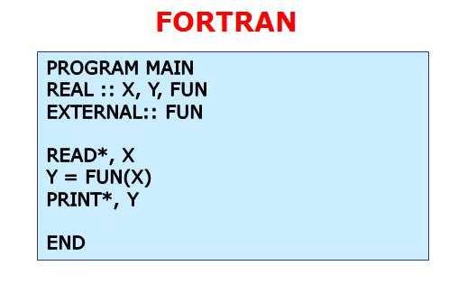 della funzione Equivalente FUNCTION in Fortran Sottoprogrammi FUNCTION Il valore di ritorno e assegnato ad una variabile con lo stesso nome della function Stesso