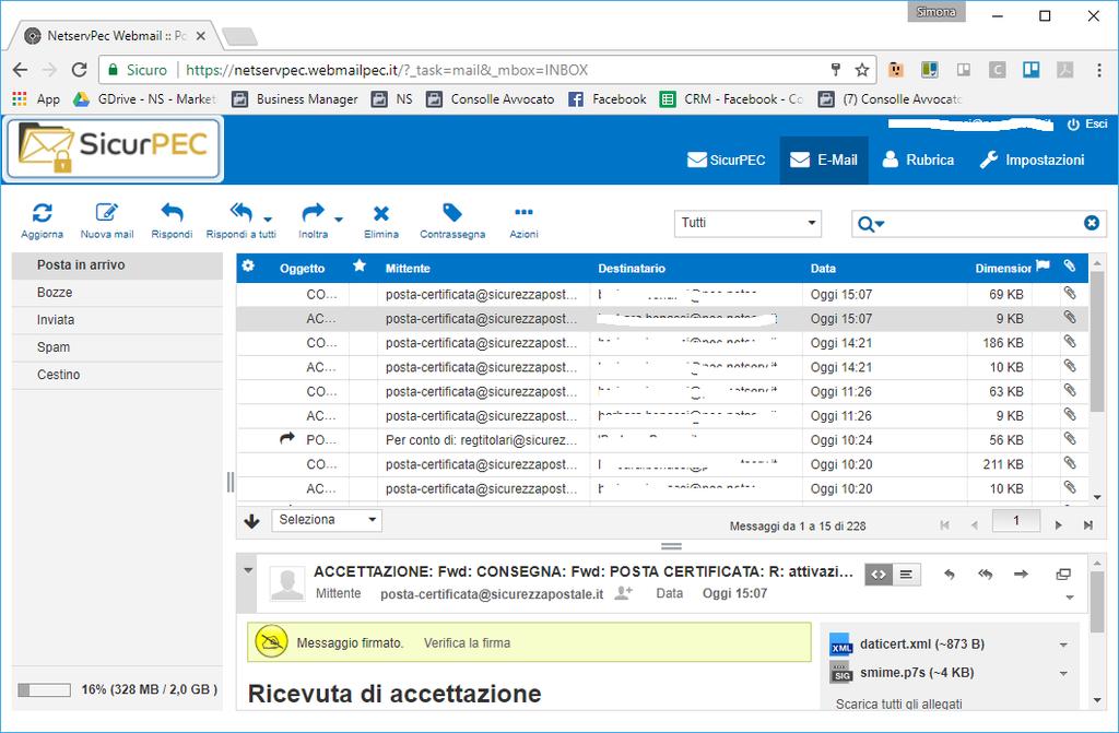 Page 15 of 21 Figura 13 Consultazione SicurPEC da browser Da qui il professionista con la stessa