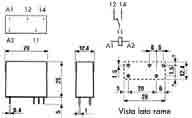 25 A Corrente istantanea: 2 A max Tensione commutabile: 250 V ac max Caratteristiche di bobina: 6 V cc - 33 ma - 180 Ω Caratteristiche di bobina: 12 V cc - 16 ma