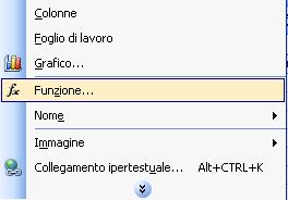 Inserire una Funzione II Per inserire una funzione si può cliccare sul pulsante