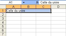 Unire celle Per unire le celle è sufficiente selezionare le celle che vogliamo unire, poi usare il pulsante unisci e