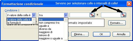 Formattazione condizionale Per impostare la formattazione condizionale è necessario dal menu Formato,