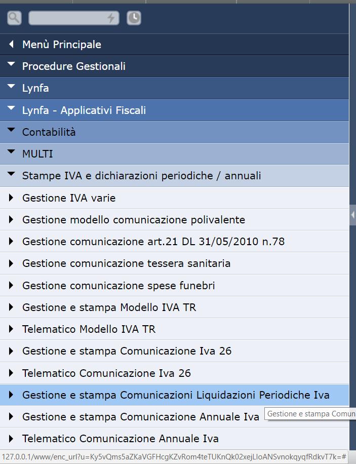 Gestione Stampa Comunicazioni Liquidazioni Iva LIQPER01 Anno d imposta modello, indicare l anno per il quale si compila la Comunicazione LIQPER02 - consente il trasferimento dei dati Iva