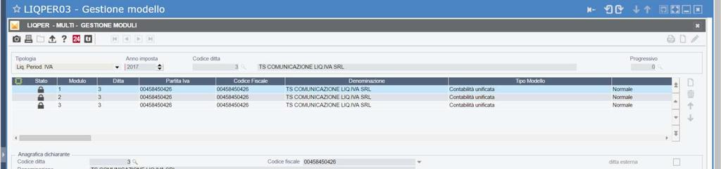 LIQPER03 GESTIONE MODELLO Dalla funzione