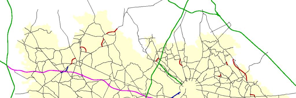 Rete autostradale Viabilità esistente Broni Mortara Opere connesse B M Opere in programma Provincia di Pavia Figura 4 Mappa del grafo di rete nello scenario progettuale considerato.