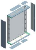 ALPHA 630 UNIVERSAL S3 - Quadri da parete e da pavimento Quadri Flat-pack componibili Caratteristiche Montanti, kit di montaggio e componenti vari vengono montati direttamente sulla piattaforma