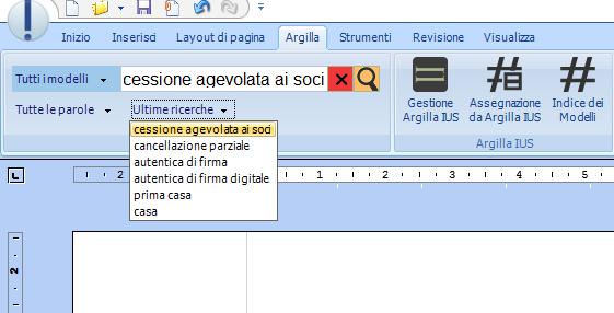 clausola/modello selezionato La