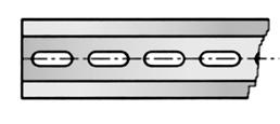 G32 in acciaio passivato con asole PR/DIN/AS Codice PR004 ASOLA 6,3 x 18 mm Profilato a norma IEC 60715 tipo a G32 in acciaio zincato bianco sistema SENDZMIR con asole