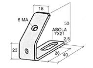 ACI121311 Codice Z121311 ASOLA 7x10 Staffa inclinata zincata Portabarre rame 2 M6 con fissaggio a 2 viti.