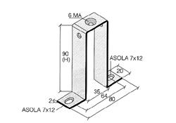 ASOLA 7 x 12 Staffa piana portabarra standard H = 70 mm ACI121218 Codice Z121218 ASOLA 7 x