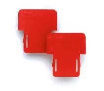 DFM In poliammide di colore rosso, indispensabili per garantire la distanza di isolamento tra ponti fissi o sezionabili inseriti su coppie contigue di morsetti e, analogamente, fra piattine multiple